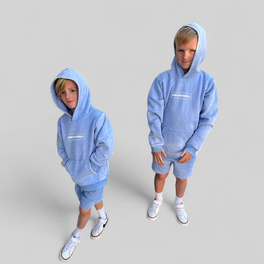 Ice Blue Stonewashed Short Set
