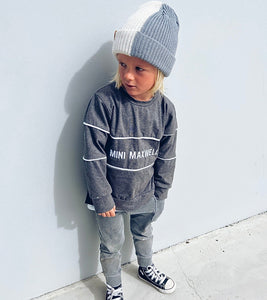 2 Tone Knit Beanie White/ Grey