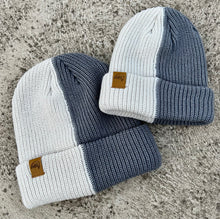 2 Tone Knit Beanie White/ Grey
