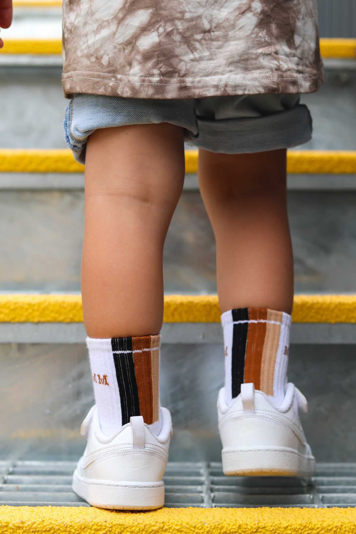 White & Tan Stripe Socks