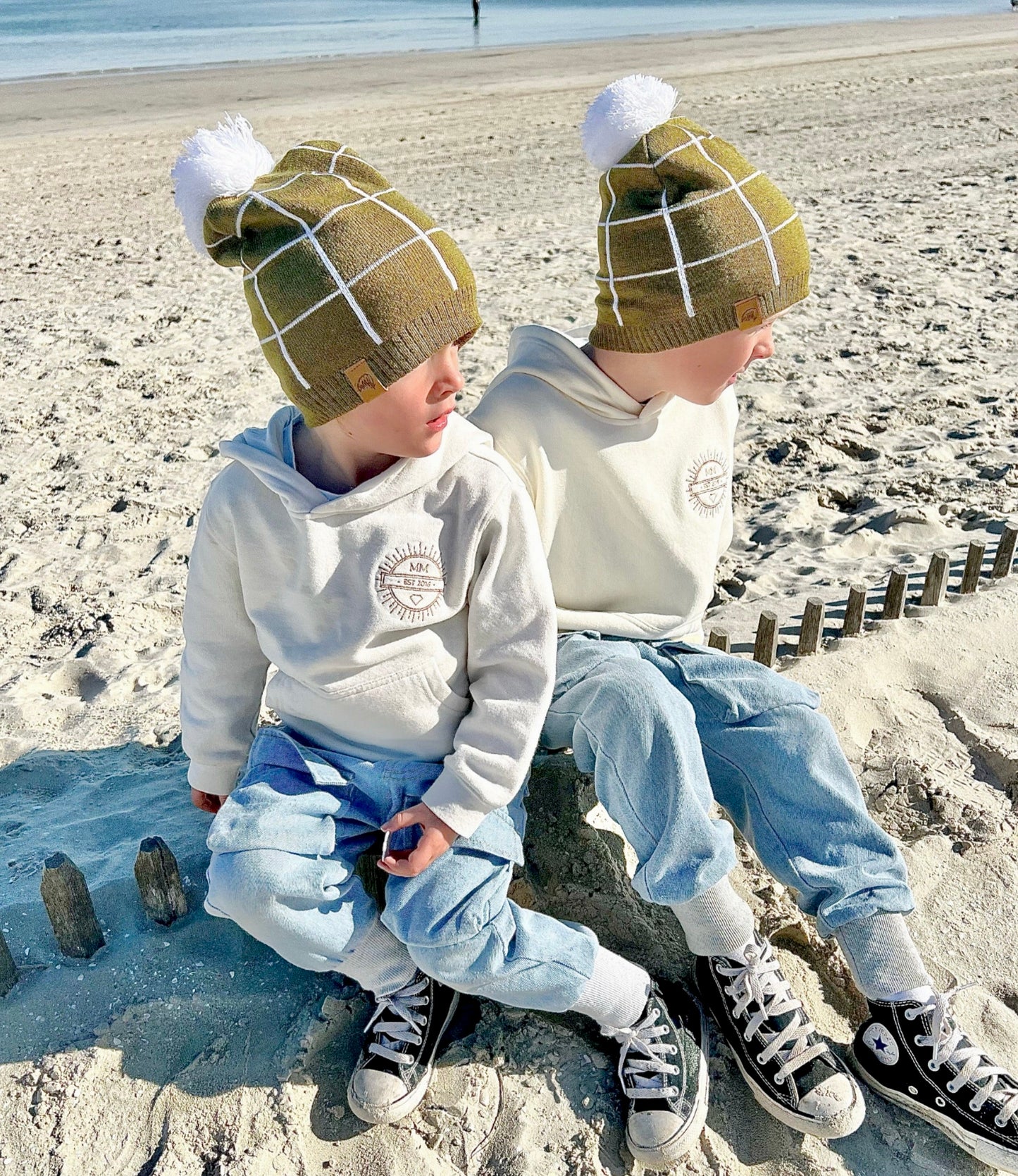 Checkers Olive Green Beanie