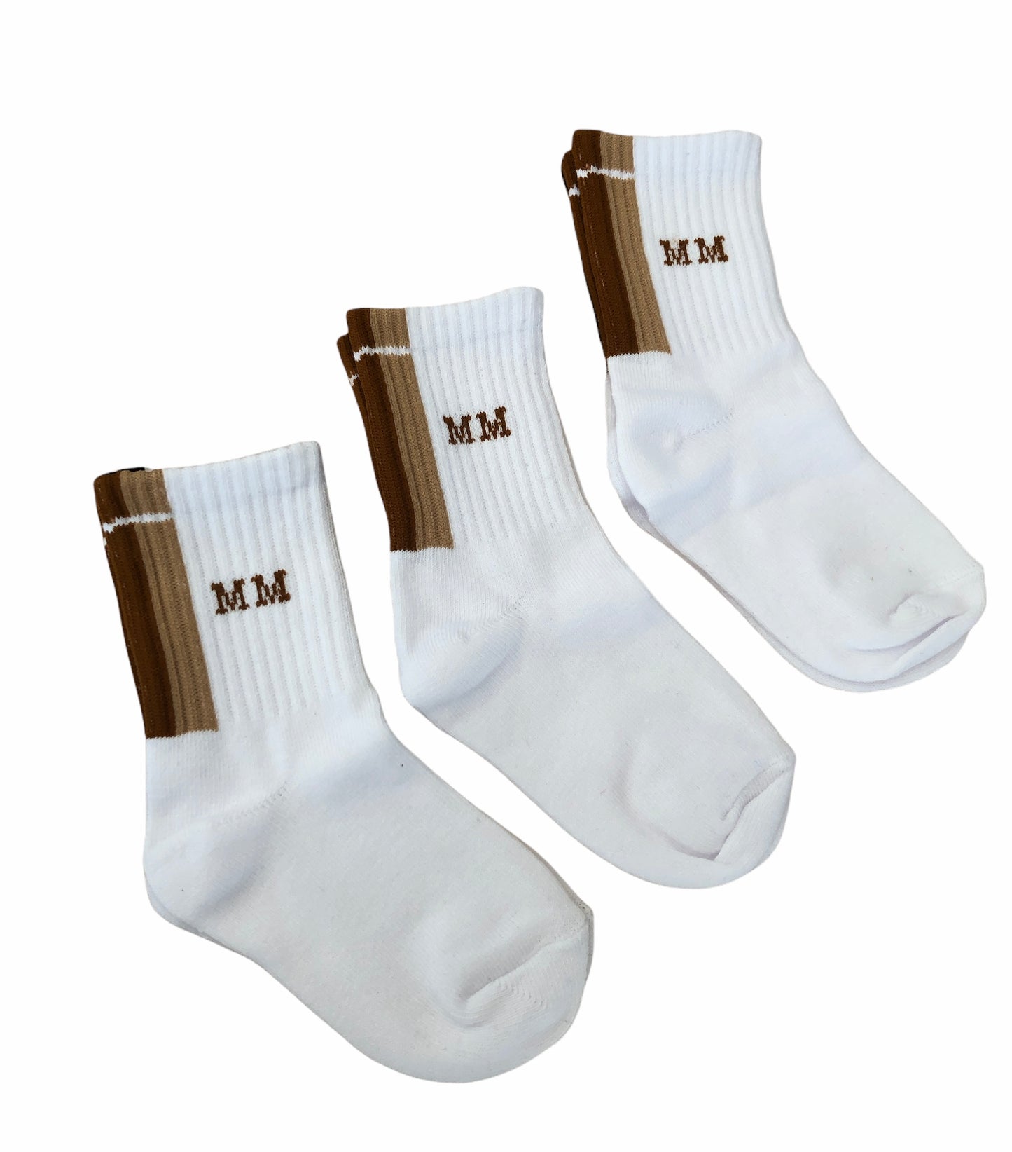 White & Tan Stripe Socks