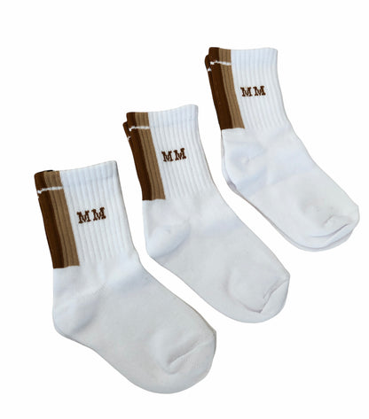 White & Tan Stripe Socks